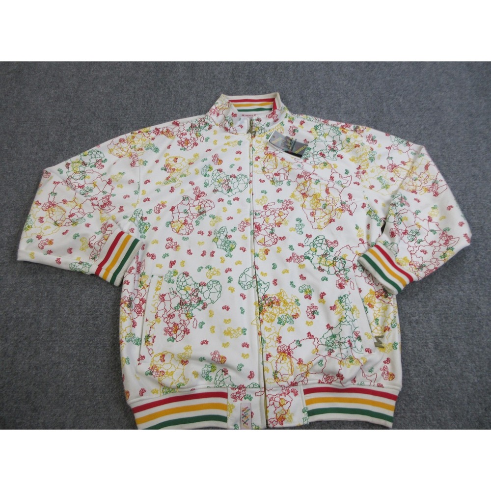 VINTAGE Mukawear Track Jacket Mens 2XL Full Zip Paisley Rasta Red Yellow Zip Up